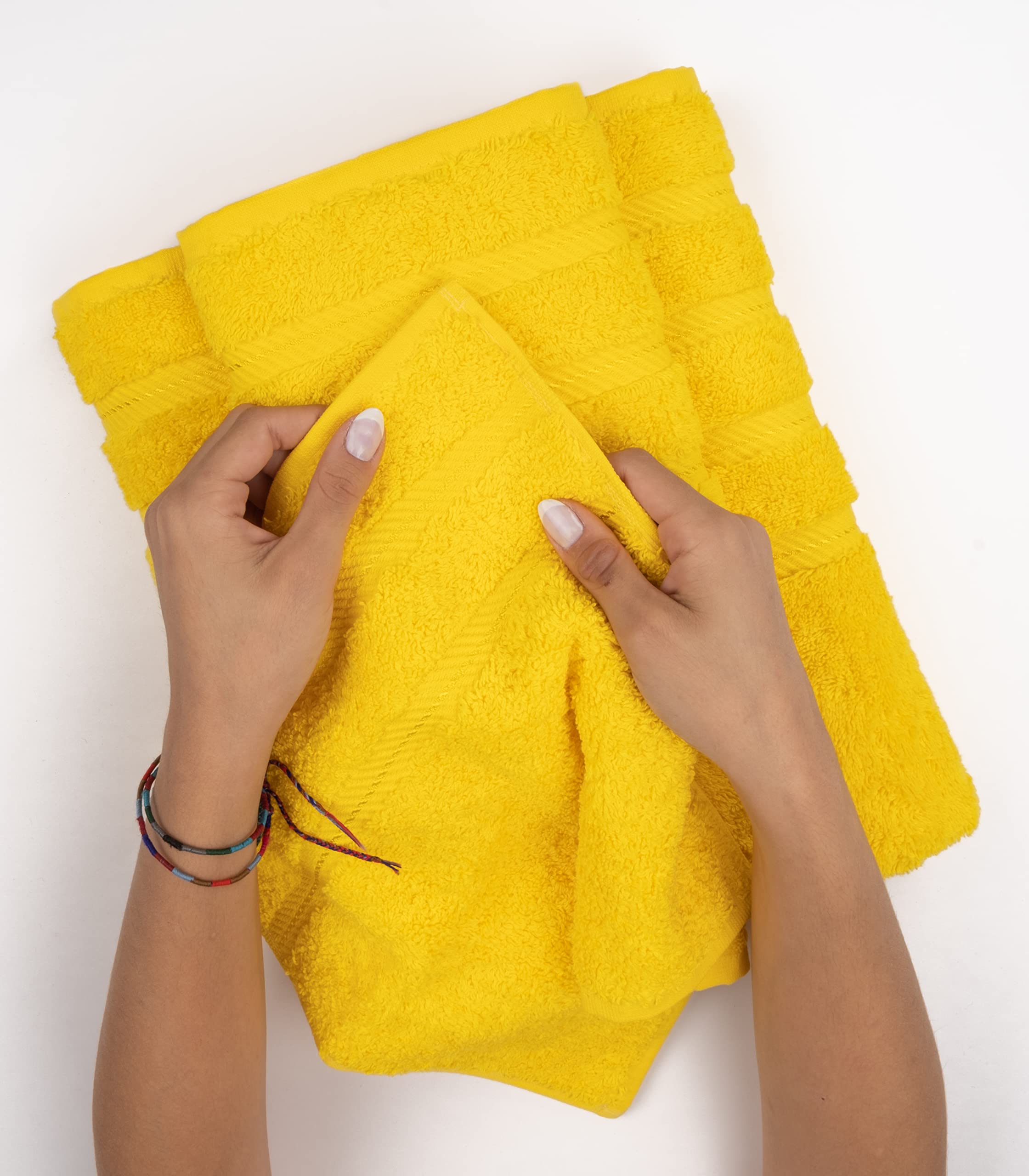 American Soft Linen Hand Towels  Hand Towel Set of 4  100% Turkish Cotton Hand Towels for Bathroom  Hand Face Towels for Kitchen  Yellow Hand Towel